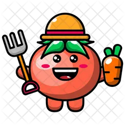 Cute tomato as a farmer Emoji Icon