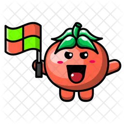Cute tomato as line judge Emoji Icon