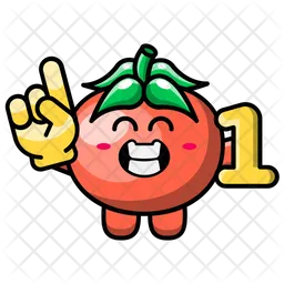 Cute tomato being number one Emoji Icon
