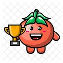 Cute Tomato Get Golden Trophy Icon