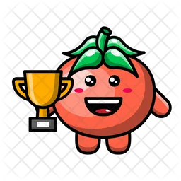 Cute tomato get golden trophy Emoji Icon