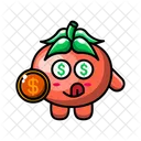 귀여운 토마토는 돈을 동전을 얻을  아이콘