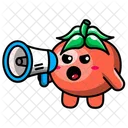 Cute tomato holding a megaphone  Icon