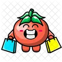 쇼핑백을 들고 있는 귀여운 토마토  아이콘