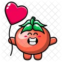 Cute tomato holding balloon  Icon