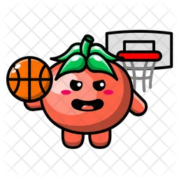 Cute tomato playing basketball Emoji Icon