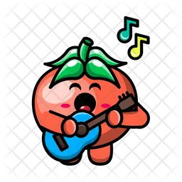 Cute tomato playing guitar Emoji Icon