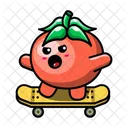 Cute tomato ride a skateboard  Icon