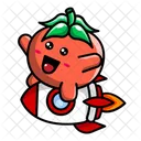 로켓을 타고 있는 귀여운 토마토  아이콘