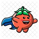Cute tomato superhero character  Icône