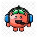Cute tomato wearing headphone  Icon