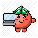 Cute tomato with a laptop  Icon