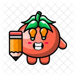 Cute tomato with creativity Emoji Icon