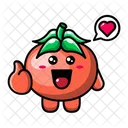 사랑의 마음을 가진 귀여운 토마토  아이콘