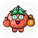 Cute tomato with money expression  Icon