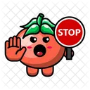 Cute tomato with stop sign  Icon