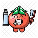 Cute tomato with toothbrush  Icône