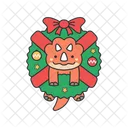 Cute triceratops christmas tree character  Icon