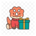 Cute triceratops with gifts  Icon