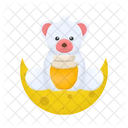 Cute white bear and honey jar  Icon