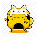 Cute Yellow Cat Mascot  Icon
