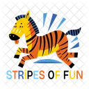 Cute Zebra Running Animal Icon