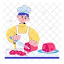 Cutting Meat Slicing Meat Chopping Meat Icon