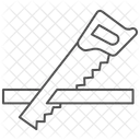 Cutting With Saw Thinline Icon Icône