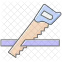 Cutting With Saw Lineal Color Icon Icône