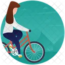 Cycle Riding Bicycling Girl On Cycle Icon