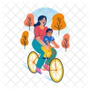 Cycling Riding Motherhood Icon