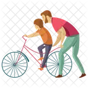Cycling Son Cycling Fatherhood Icon