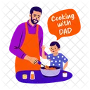 Dad Cooking Dad Son Parenting Icon