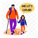 Dad Hiking Mountaineering Dad Daughter Icon
