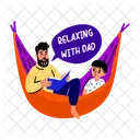 Dad Relaxing Hammock Parenting Icon