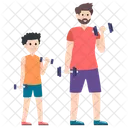 Dad Son Fatherhood Exercise Icon