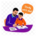 Dad Study Homework Dad Son Icon