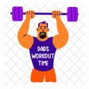 Dad Workout Weightlifting Exercising Icon