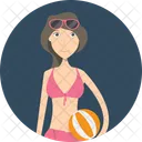 Mujer De Playa Playa Surf Icono