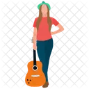 Dama Guitarrista Nina Guitarrista Artista Femenina Icono