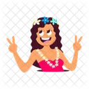 Dama Hawaiana Bailarina Feliz Icon