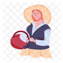 Dama Medieval Mujer De Pueblo Trabajador Medieval Icono