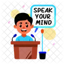 Dando Discurso Oracion Estudiante Icono