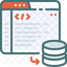 Data Code Icon - Download in Colored Outline Style