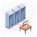 Server Room Database Servers Connected Laptop Icon