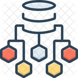 Data Flow Chart Icon - Download in Colored Outline Style