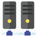 Data Network Connected Cpu Case Towers Icon
