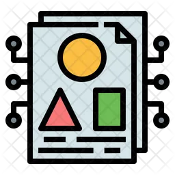 Data Process Icon - Download in Colored Outline Style