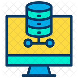 Database Computer Icon - Download in Colored Outline Style