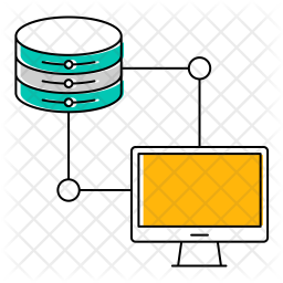 Database connected with device Icon - Download in Colored Outline Style